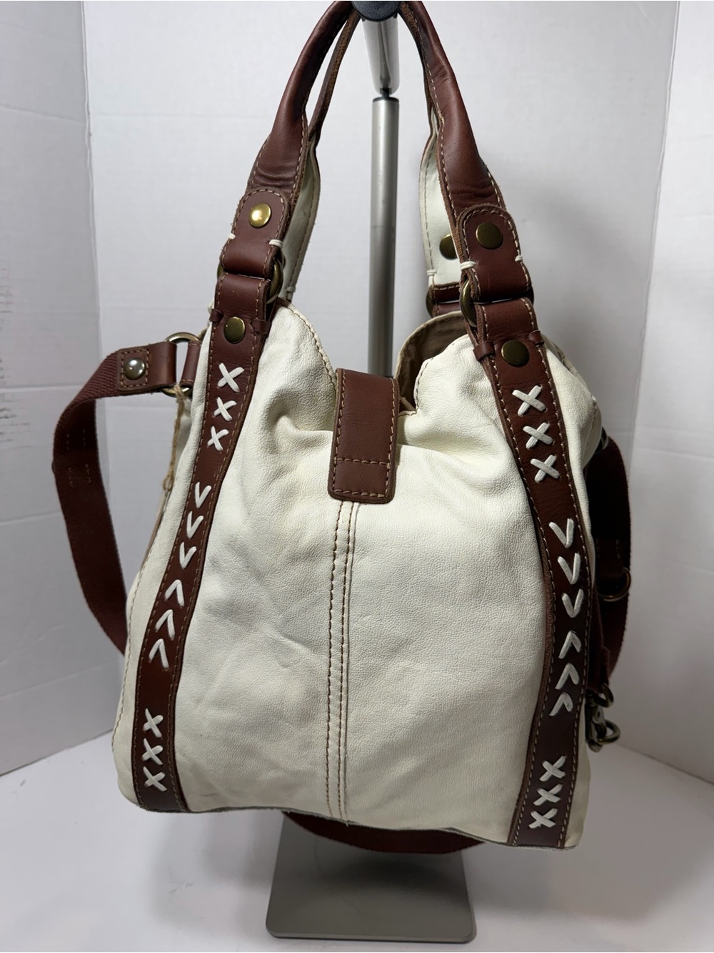 LUCKY BRAND NWT 1968 ITALIAN LEATHER TOTE MESSENGER BAG CALL OUTS IN PHOTOS $249 - Picture 5 of 7